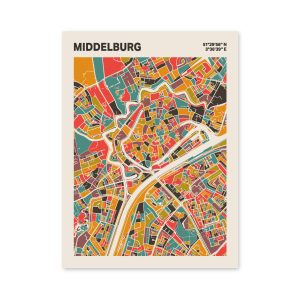 Plattegrond poster Licht Middelburg mozaiek stl 07 mockup poster schaduw 06 | Funky Fellow