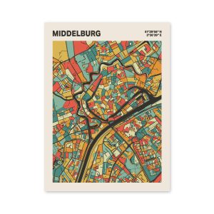 Plattegrond poster Licht Middelburg mozaiek stl 08 mockup poster schaduw 06 | Funky Fellow