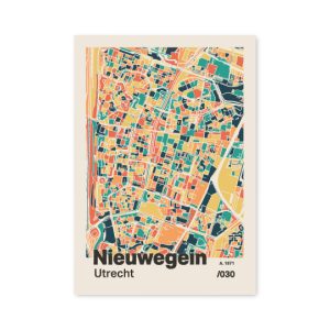Plattegrond poster Licht Nieuwegein mozaiek stl 01 mockup A6 schaduw voorkant | Funky Fellow