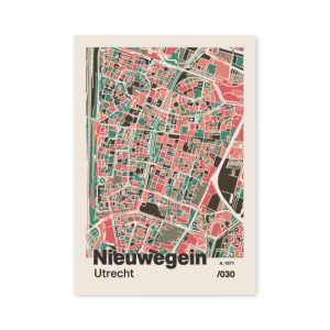 Plattegrond poster Licht Nieuwegein mozaiek stl 02 mockup A6 schaduw voorkant | Funky Fellow
