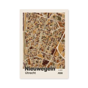 Plattegrond poster Licht Nieuwegein mozaiek stl 03 mockup A6 schaduw voorkant | Funky Fellow