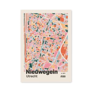 Plattegrond poster Licht Nieuwegein mozaiek stl 04 mockup A6 schaduw voorkant | Funky Fellow
