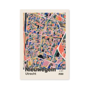 Plattegrond poster Licht Nieuwegein mozaiek stl 05 mockup A6 schaduw voorkant | Funky Fellow