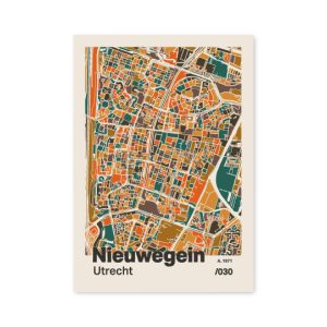 Plattegrond poster Licht Nieuwegein mozaiek stl 06 mockup A6 schaduw voorkant | Funky Fellow