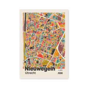 Plattegrond poster Licht Nieuwegein mozaiek stl 07 mockup A6 schaduw voorkant | Funky Fellow