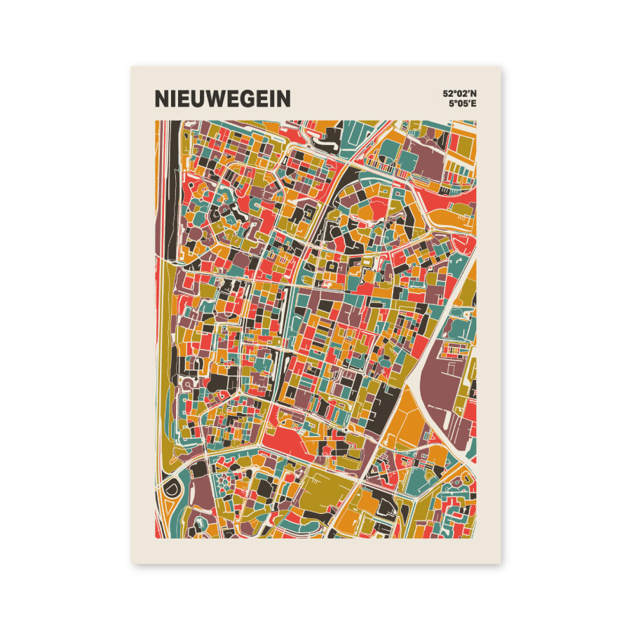 Plattegrond poster Licht Nieuwegein mozaiek stl 07 mockup poster schaduw 06 | Funky Fellow