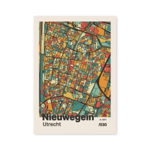 Plattegrond poster Licht Nieuwegein mozaiek stl 08 mockup A6 schaduw voorkant | Funky Fellow