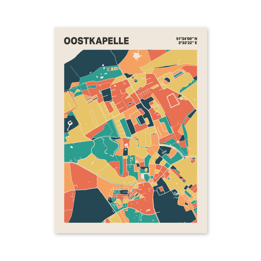 Plattegrond poster Licht Oostkapelle mozaiek stl 01 mockup poster schaduw 06 | Funky Fellow