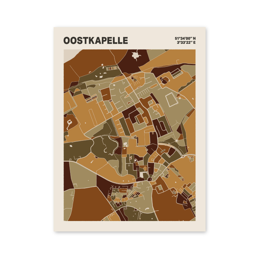 Plattegrond poster Licht Oostkapelle mozaiek stl 03 mockup poster schaduw 06 | Funky Fellow