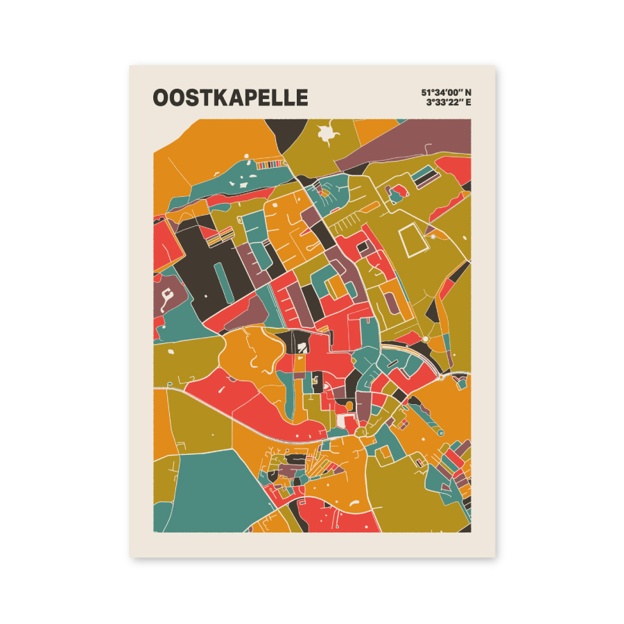 Plattegrond poster Licht Oostkapelle mozaiek stl 07 mockup poster schaduw 06 | Funky Fellow