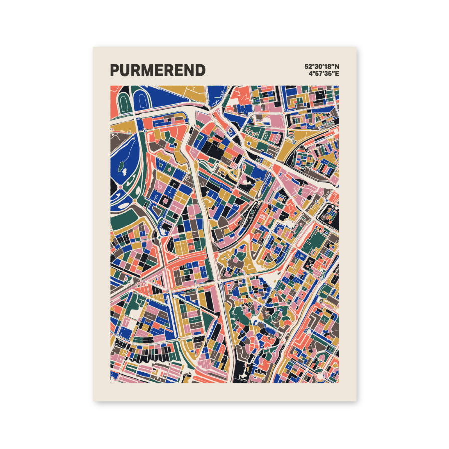 Plattegrond poster Licht Purmerend mozaiek stl 05 mockup poster schaduw 06 | Funky Fellow