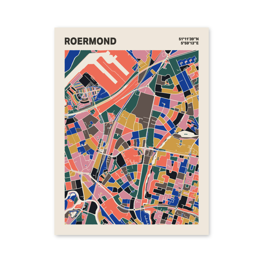 Plattegrond poster Licht Roermond mozaiek stl 05 mockup poster schaduw 06 | Funky Fellow