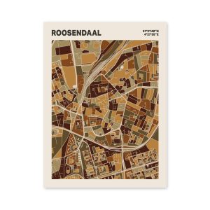 Plattegrond poster Licht Roosendaal mozaiek stl 03 mockup poster schaduw 06 | Funky Fellow
