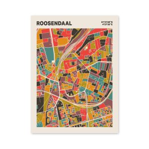 Plattegrond poster Licht Roosendaal mozaiek stl 07 mockup poster schaduw 06 | Funky Fellow