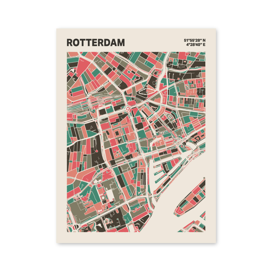 Plattegrond poster Licht Rotterdam mozaiek stl 02 mockup poster schaduw 06 | Funky Fellow
