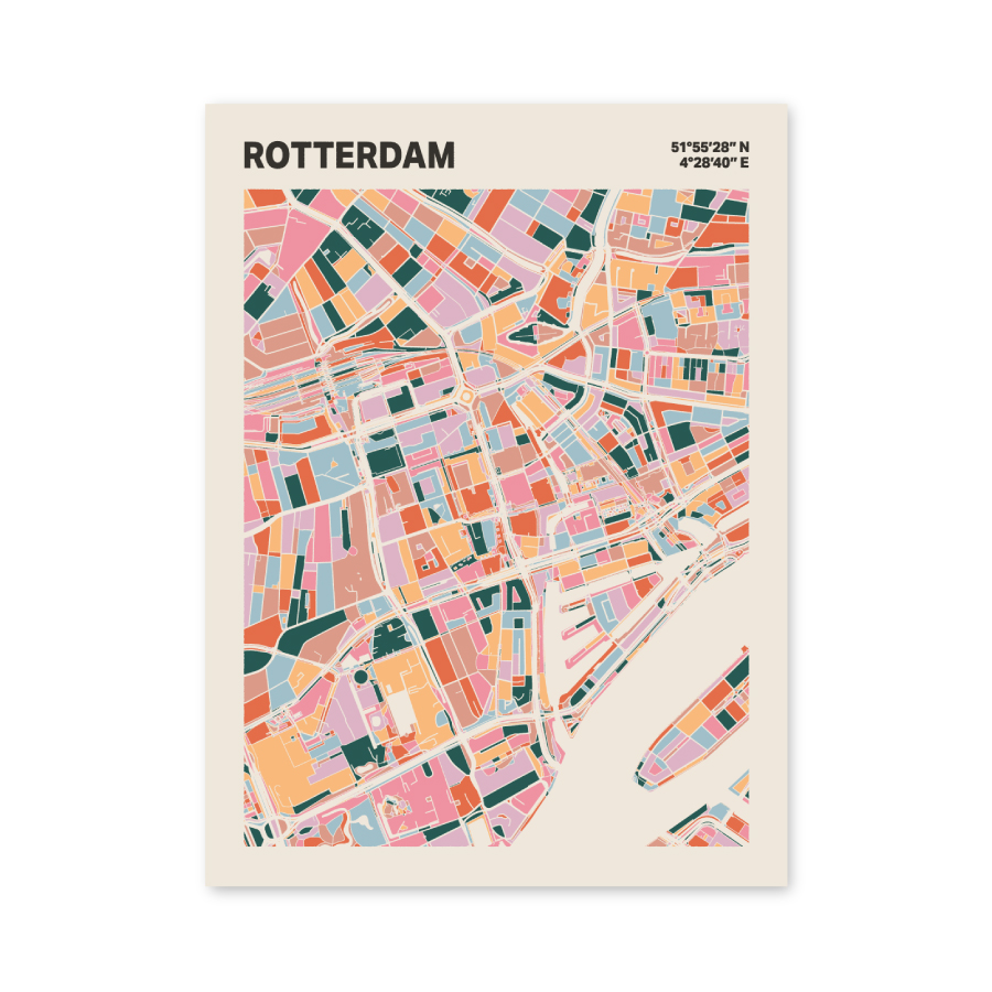 Plattegrond poster Licht Rotterdam mozaiek stl 04 mockup poster schaduw 06 | Funky Fellow