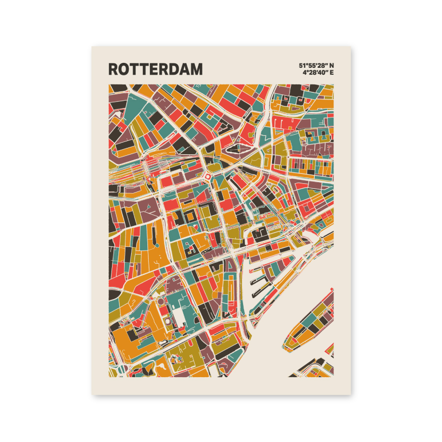 Plattegrond poster Licht Rotterdam mozaiek stl 07 mockup poster schaduw 06 | Funky Fellow