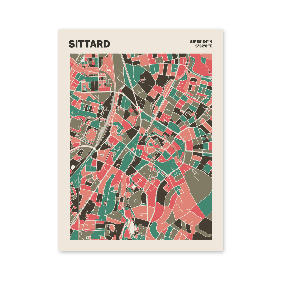Plattegrond poster Licht Sittard mozaiek stl 02 mockup poster schaduw 06 | Funky Fellow