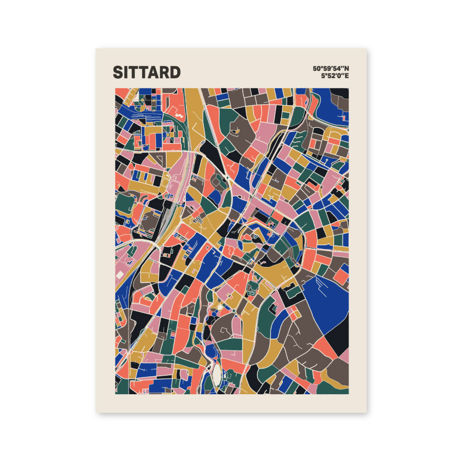 Plattegrond poster Licht Sittard mozaiek stl 05 mockup poster schaduw 06 | Funky Fellow