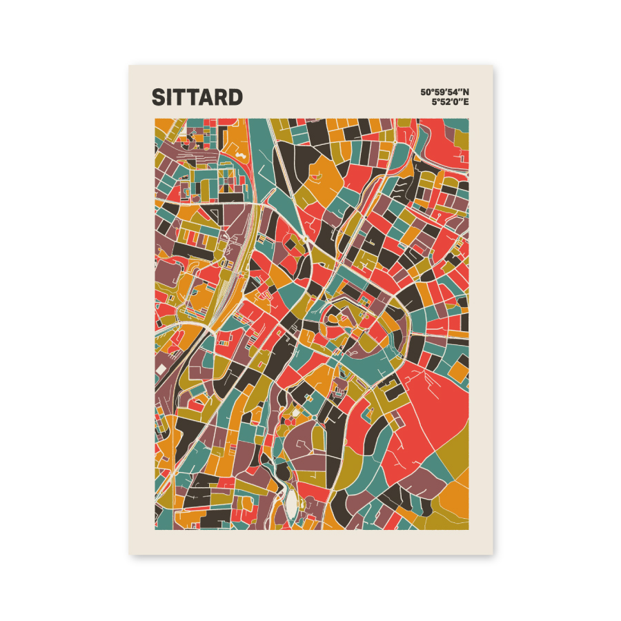 Plattegrond poster Licht Sittard mozaiek stl 07 mockup poster schaduw 06 | Funky Fellow