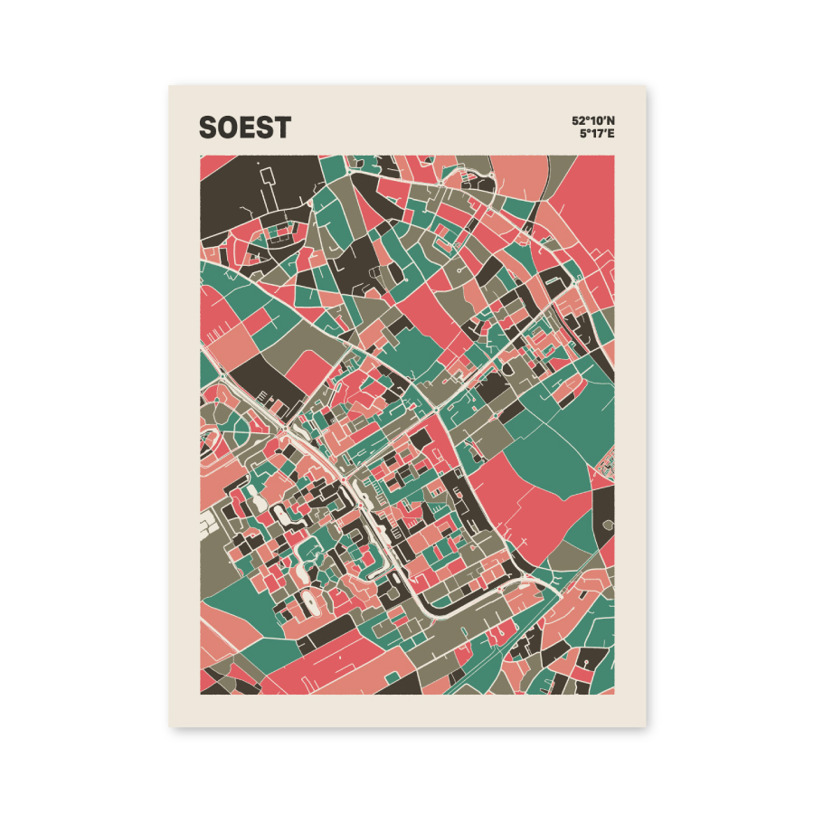 Plattegrond poster Licht Soest mozaiek stl 02 mockup poster schaduw 06 | Funky Fellow