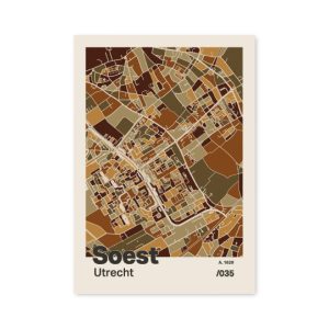 Plattegrond poster Licht Soest mozaiek stl 03 mockup A6 schaduw voorkant | Funky Fellow