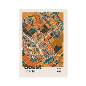 Plattegrond poster Licht Soest mozaiek stl 06 mockup A6 schaduw voorkant | Funky Fellow