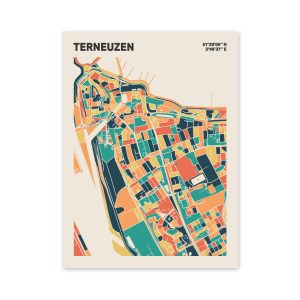 Plattegrond poster Licht Terneuzen mozaiek stl 01 mockup poster schaduw 06 | Funky Fellow
