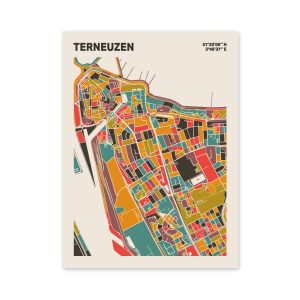 Plattegrond poster Licht Terneuzen mozaiek stl 07 mockup poster schaduw 06 | Funky Fellow