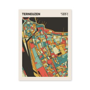 Plattegrond poster Licht Terneuzen mozaiek stl 08 mockup poster schaduw 06 | Funky Fellow