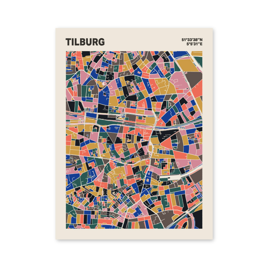 Plattegrond poster Licht Tilburg mozaiek stl 05 mockup poster schaduw 06 | Funky Fellow