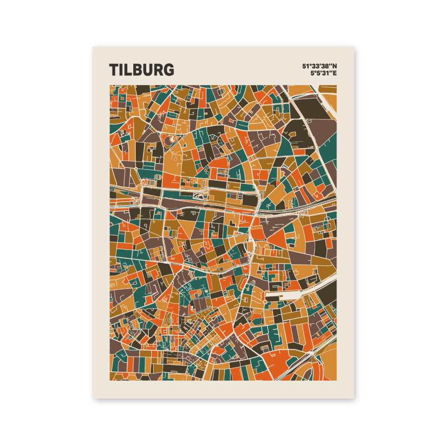 Plattegrond poster Licht Tilburg mozaiek stl 06 mockup poster schaduw 06 | Funky Fellow