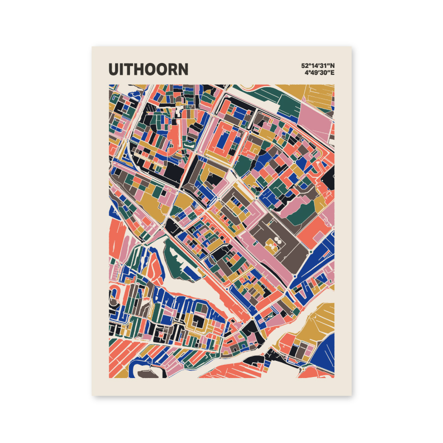 Plattegrond poster Licht Uithoorn mozaiek stl 05 mockup poster schaduw 06 | Funky Fellow