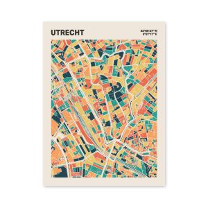 Plattegrond poster Licht Utrecht mozaiek stl 01 mockup poster schaduw 06 | Funky Fellow