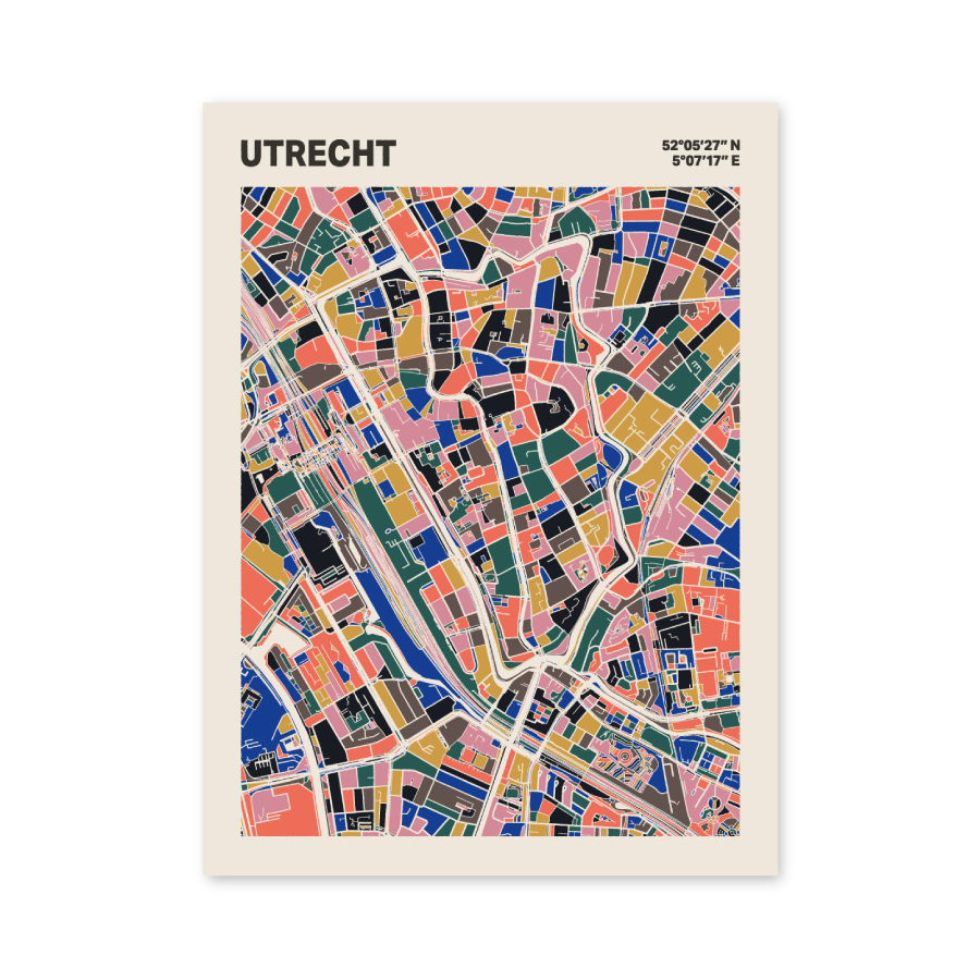 Plattegrond poster Licht Utrecht mozaiek stl 05 mockup poster schaduw 06 | Funky Fellow
