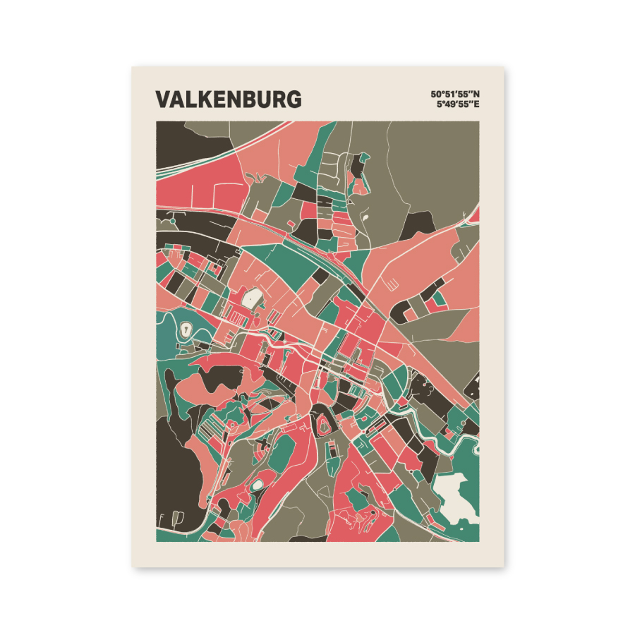 Plattegrond poster Licht Valkenburg mozaiek stl 02 mockup poster schaduw 06 | Funky Fellow
