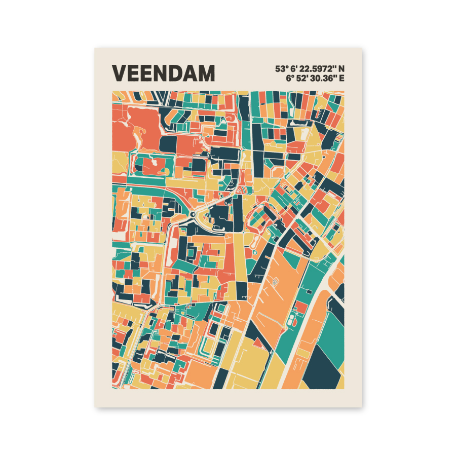 Plattegrond poster Licht Veendam mozaiek stl 01 3 | Funky Fellow