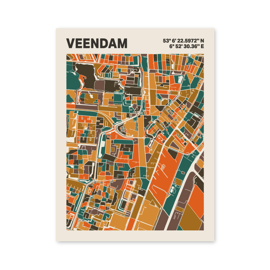 Plattegrond poster Licht Veendam mozaiek stl 06 3 | Funky Fellow
