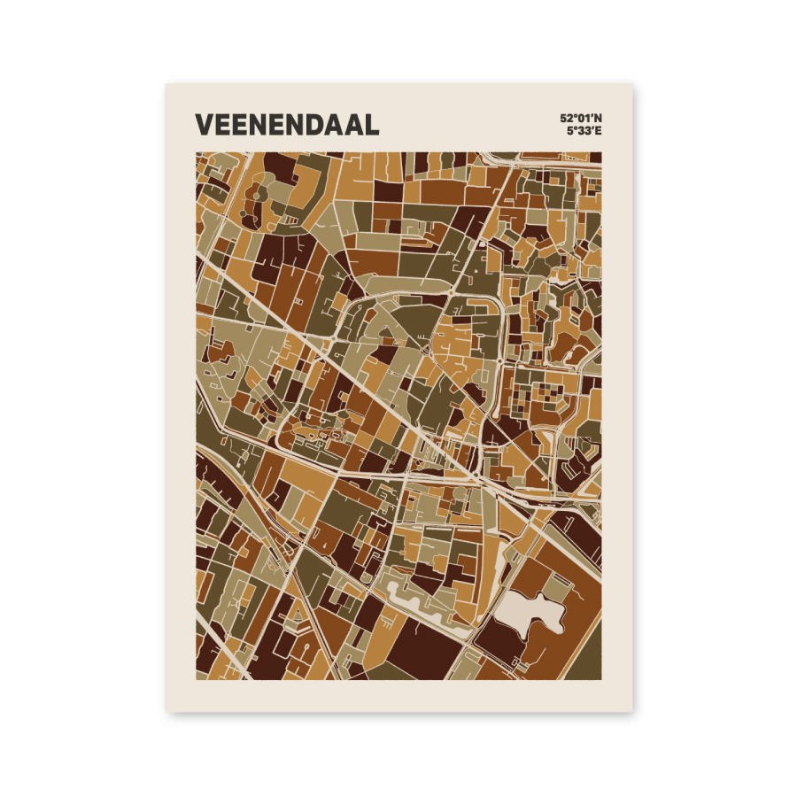 Plattegrond poster Licht Veenendaal mozaiek stl 03 mockup poster schaduw 06 | Funky Fellow