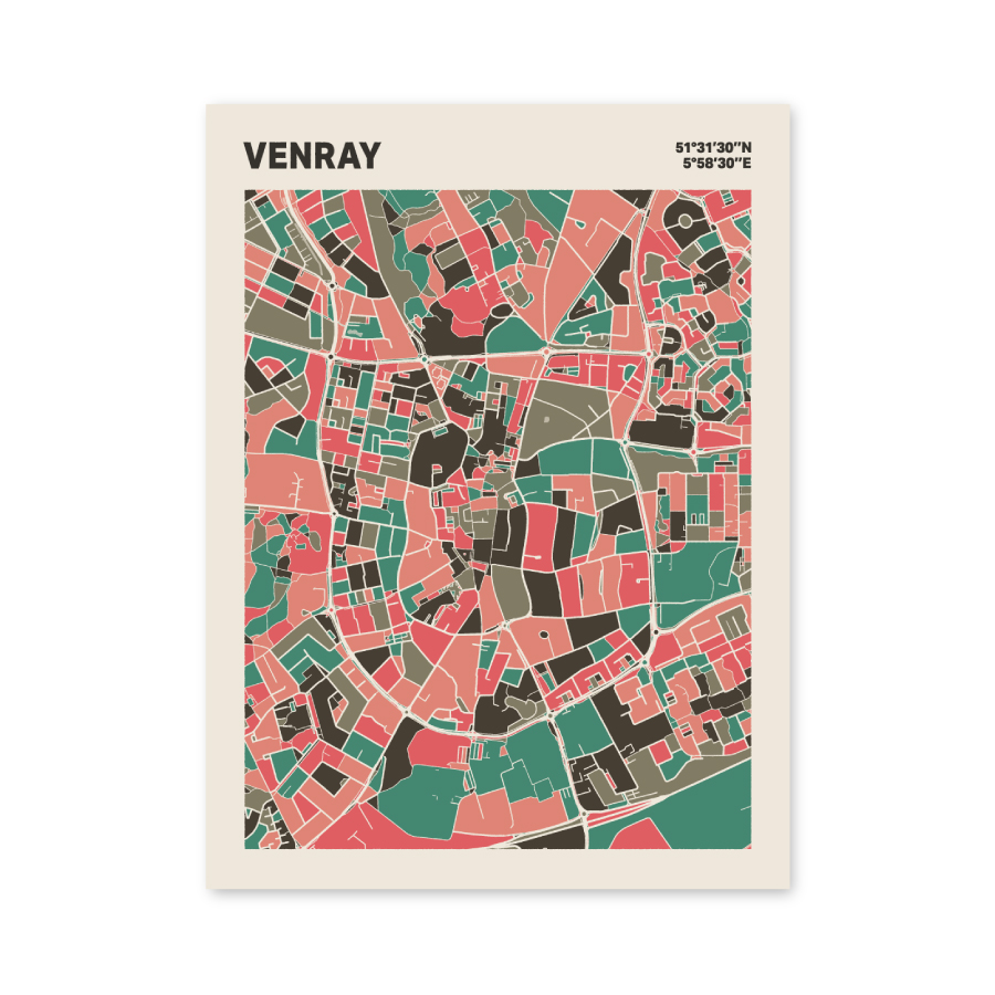 Plattegrond poster Licht Venray mozaiek stl 02 mockup poster schaduw 06 | Funky Fellow