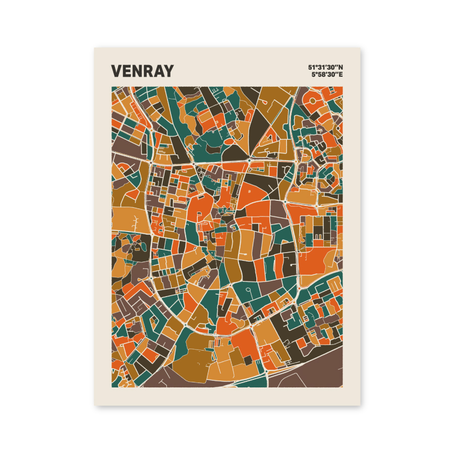 Plattegrond poster Licht Venray mozaiek stl 06 mockup poster schaduw 06 | Funky Fellow