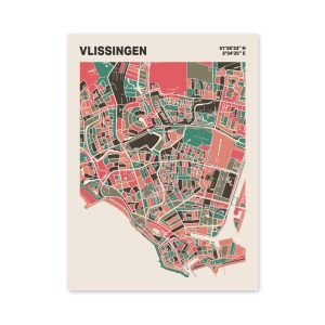 Plattegrond poster Licht Vlissingen mozaiek stl 02 mockup poster schaduw 06 | Funky Fellow