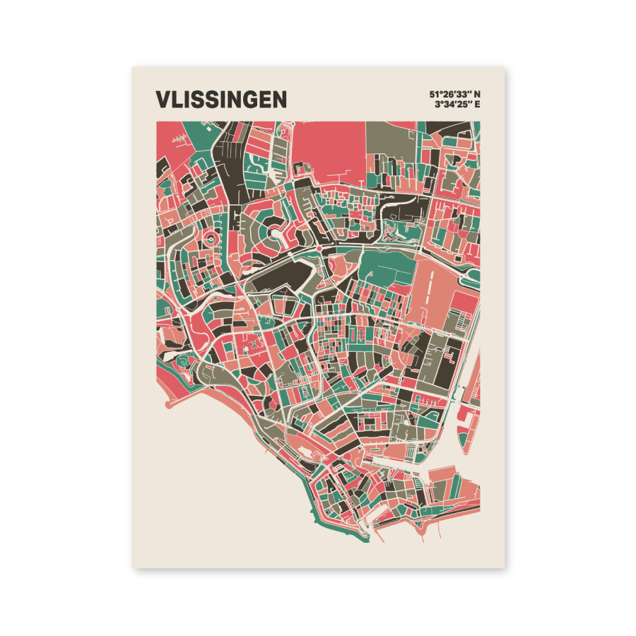 Plattegrond poster Licht Vlissingen mozaiek stl 02 mockup poster schaduw 06 | Funky Fellow