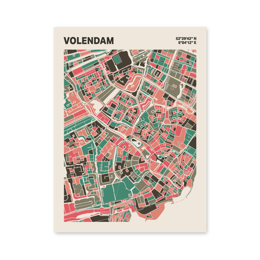 Plattegrond poster Licht Volendam mozaiek stl 02 mockup poster schaduw 06 | Funky Fellow