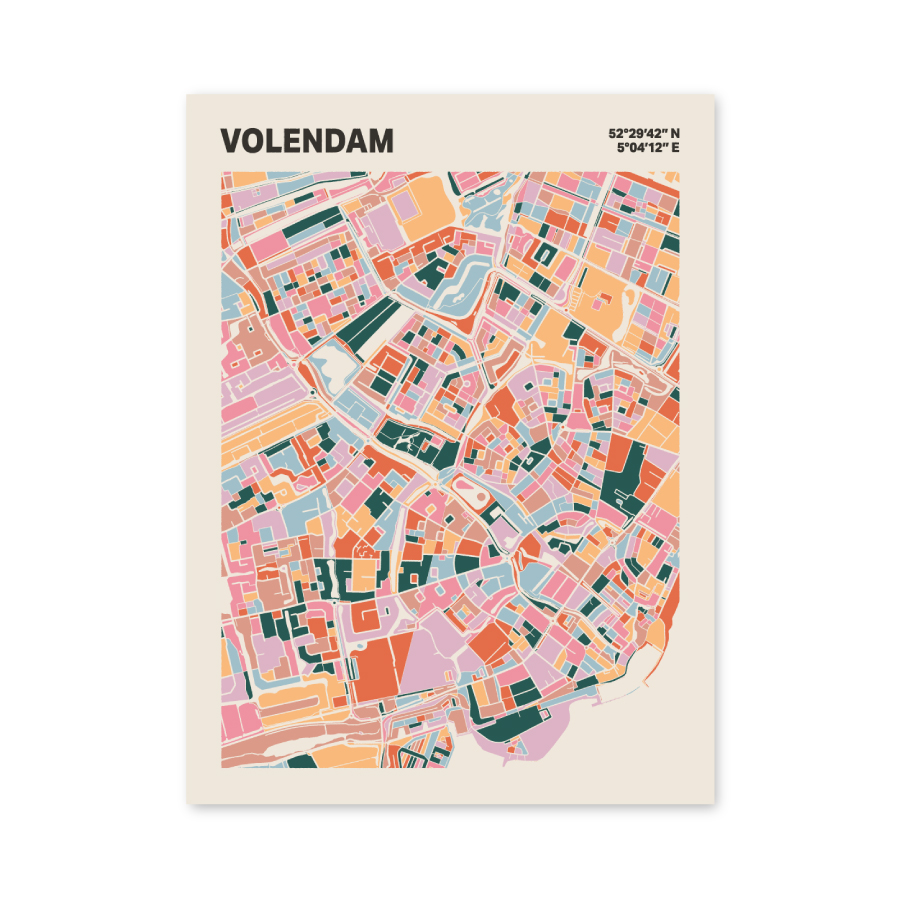 Plattegrond poster Licht Volendam mozaiek stl 04 mockup poster schaduw 06 | Funky Fellow
