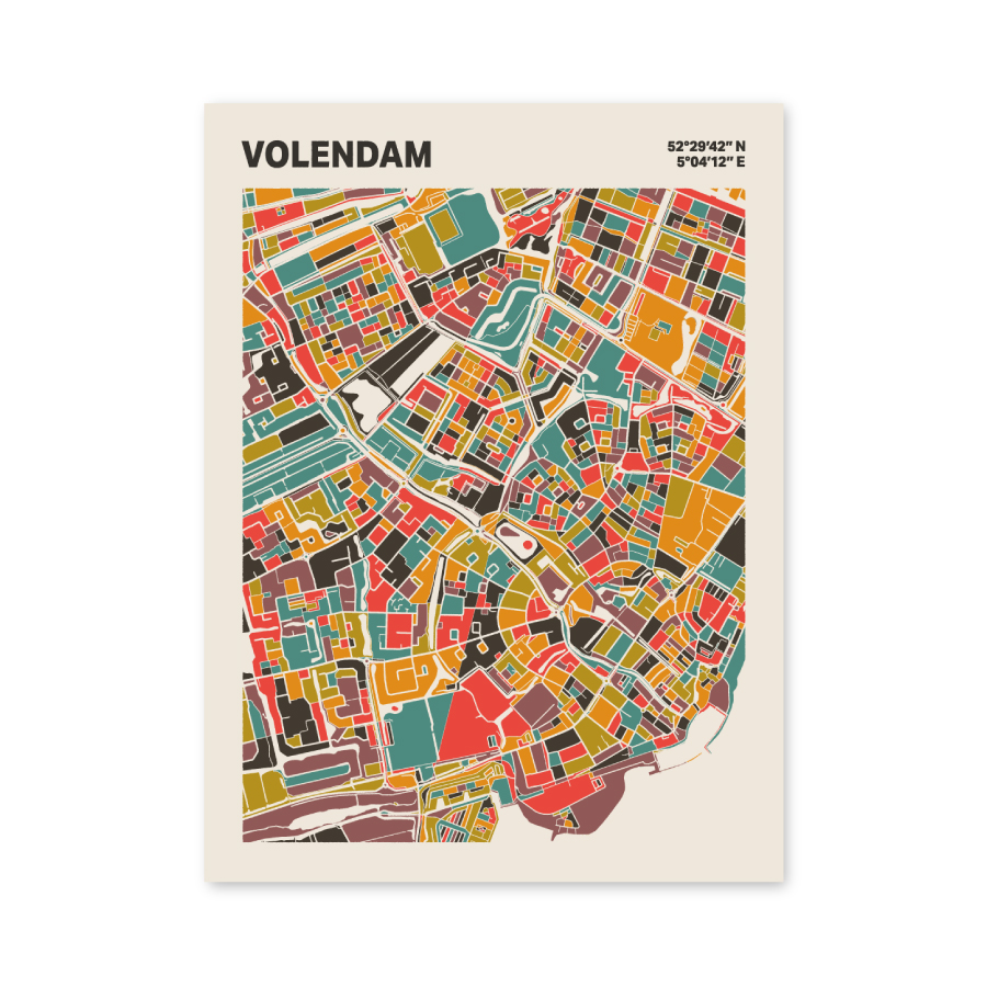 Plattegrond poster Licht Volendam mozaiek stl 07 mockup poster schaduw 06 | Funky Fellow