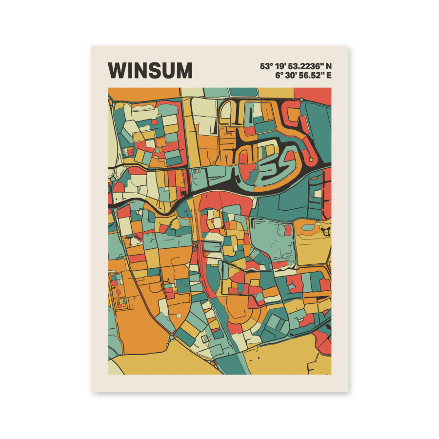 Plattegrond poster Licht Winsum mozaiek stl 08 3 | Funky Fellow