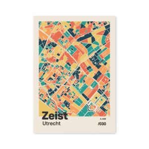 Plattegrond poster Licht Zeist mozaiek stl 01 mockup A6 schaduw voorkant | Funky Fellow