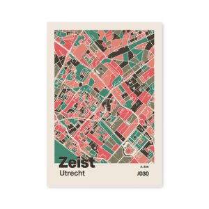 Plattegrond poster Licht Zeist mozaiek stl 02 mockup A6 schaduw voorkant | Funky Fellow