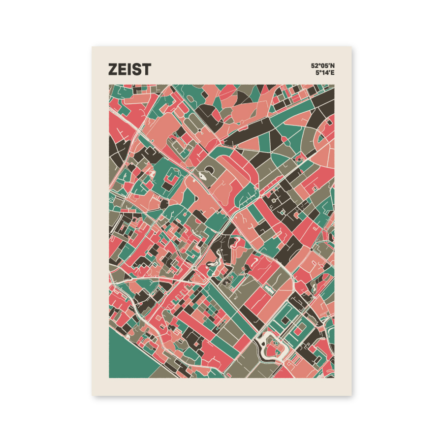 Plattegrond poster Licht Zeist mozaiek stl 02 mockup poster schaduw 06 | Funky Fellow